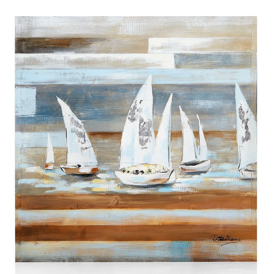 Home Ottaviani | Quadro "Navigare"In Legno C/Foglia Oro-80X80Cm