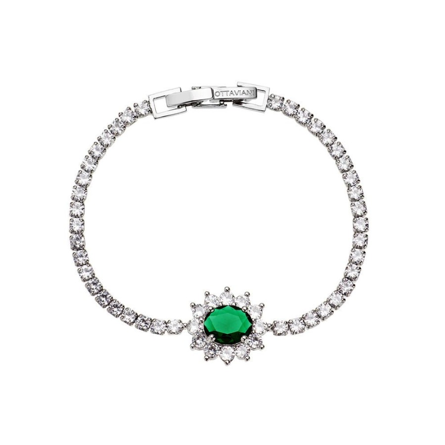 Donna Ottaviani | Bracciale Rodiato Con Cubic Zirconia