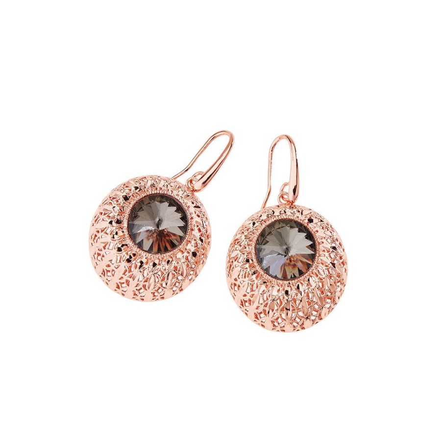 Donna Ottaviani | Orecchini Bronzo Oro Rosa C/Glitter Arg.Strass