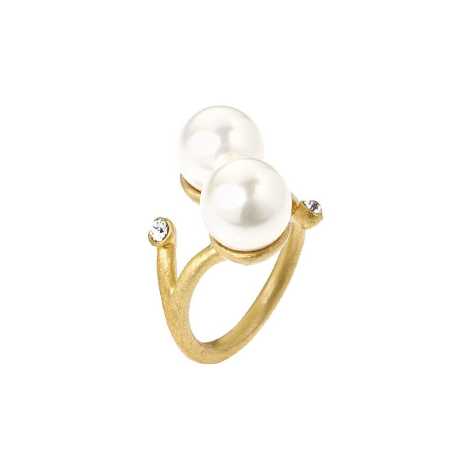 Donna Ottaviani | Anello In Metallo Placcato Oro 18K,Perle Bijou