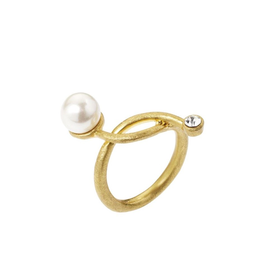 Donna Ottaviani | Anello In Metallo Placcato Oro 18K,Perle Bijou